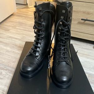 Chanel Black Combat Boots